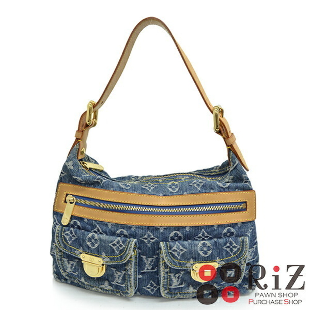 LOUIS VUITTON Baggy Denim Bag Shoulder Messenger Blue